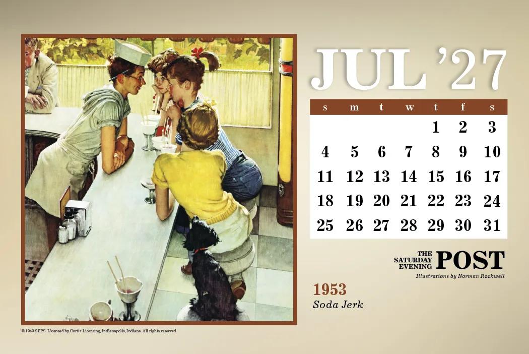 Norman Rockwell Large Desk Calendar Tent Mount - 6.5 x 7.5 in - product view 16