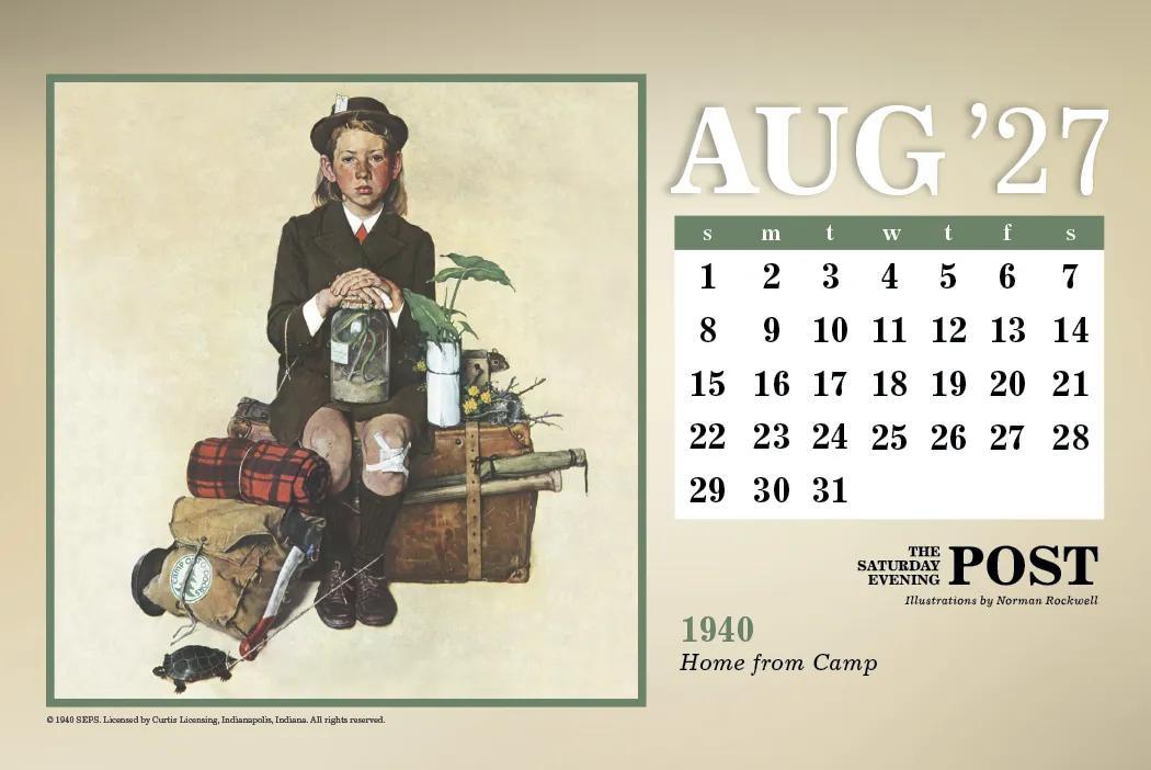 Norman Rockwell Large Desk Calendar Tent Mount - 6.5 x 7.5 in - product view 17