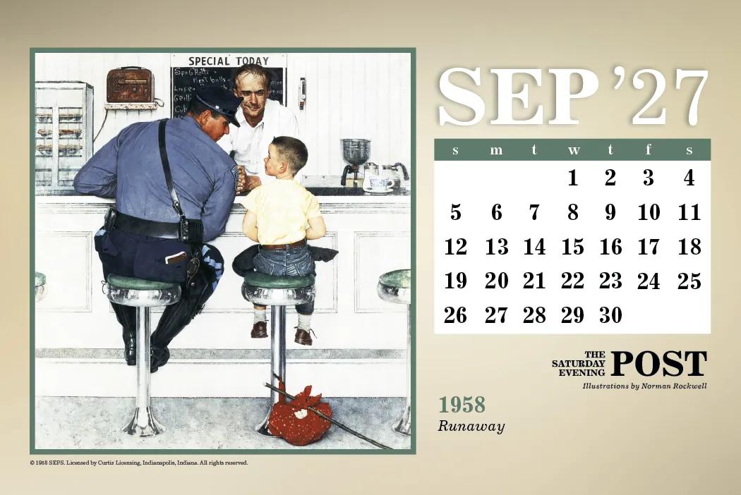 Norman Rockwell Large Desk Calendar Tent Mount - 6.5 x 7.5 in - product view 18