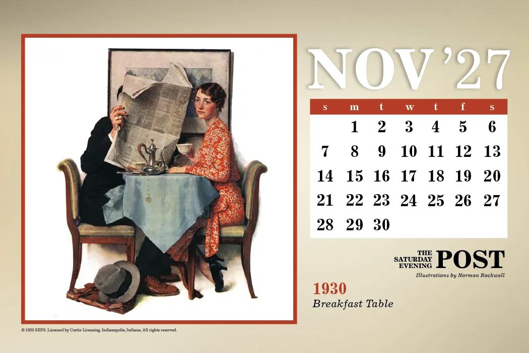 Norman Rockwell Large Desk Calendar Tent Mount - 6.5 x 7.5 in - product view 20