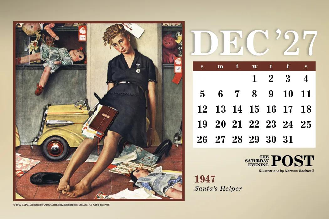 Norman Rockwell Large Desk Calendar Tent Mount - 6.5 x 7.5 in - product view 21