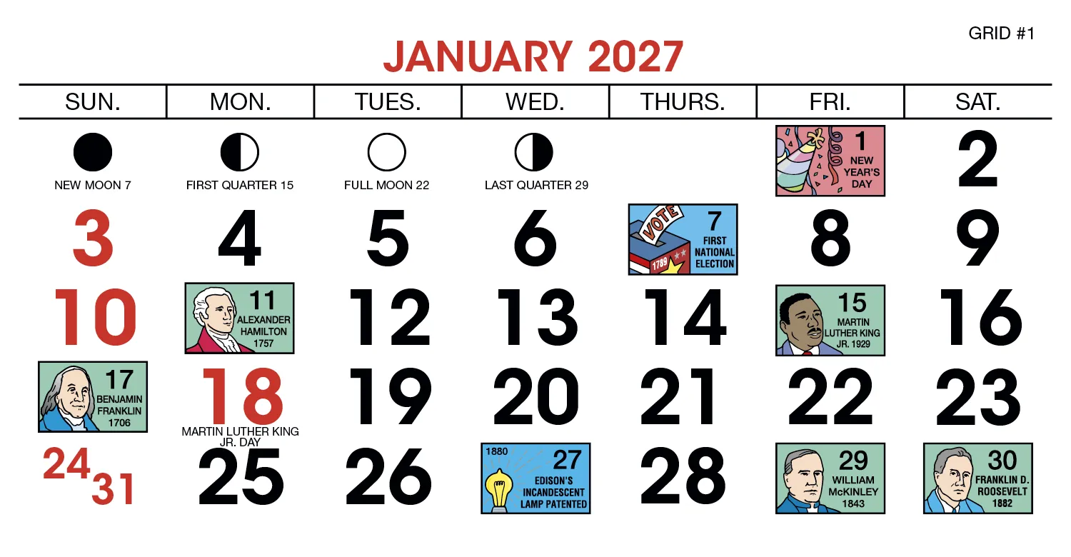 Legacy Desk Calendar Gold Hot Stamped SFI Paper - 4.5 x 6 in - product view 5