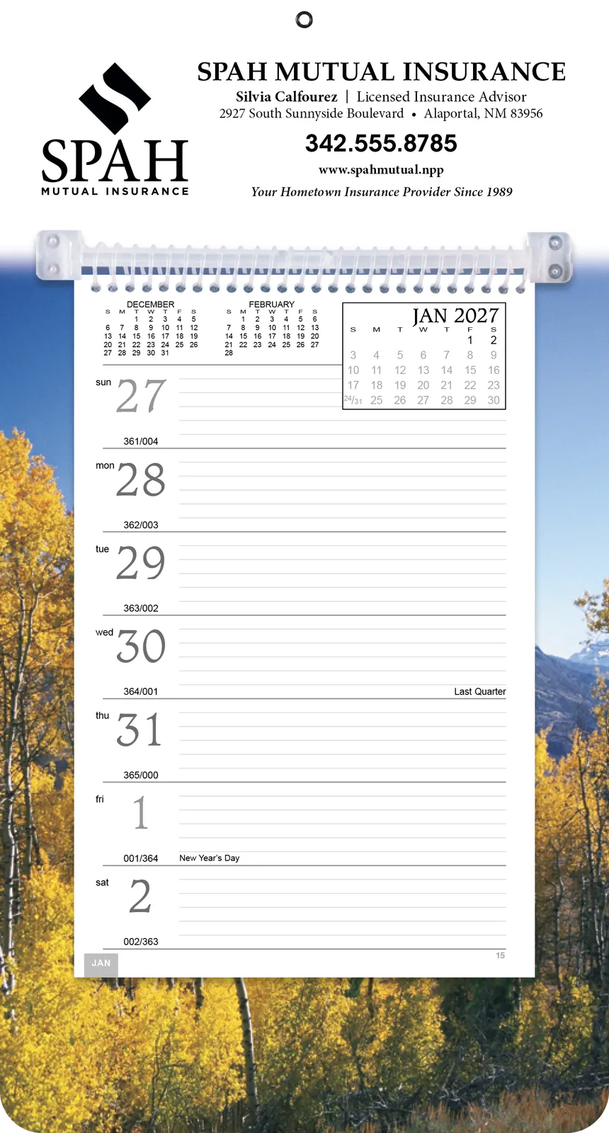 Full Color Weekly Memo Calendar Wall Mount - 13 x 7 in - product view 2