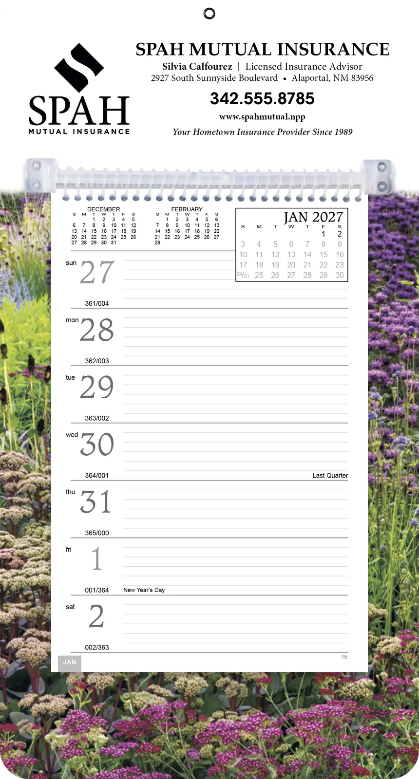 Full Color Weekly Memo Calendar Wall Mount - 13 x 7 in - product view 4