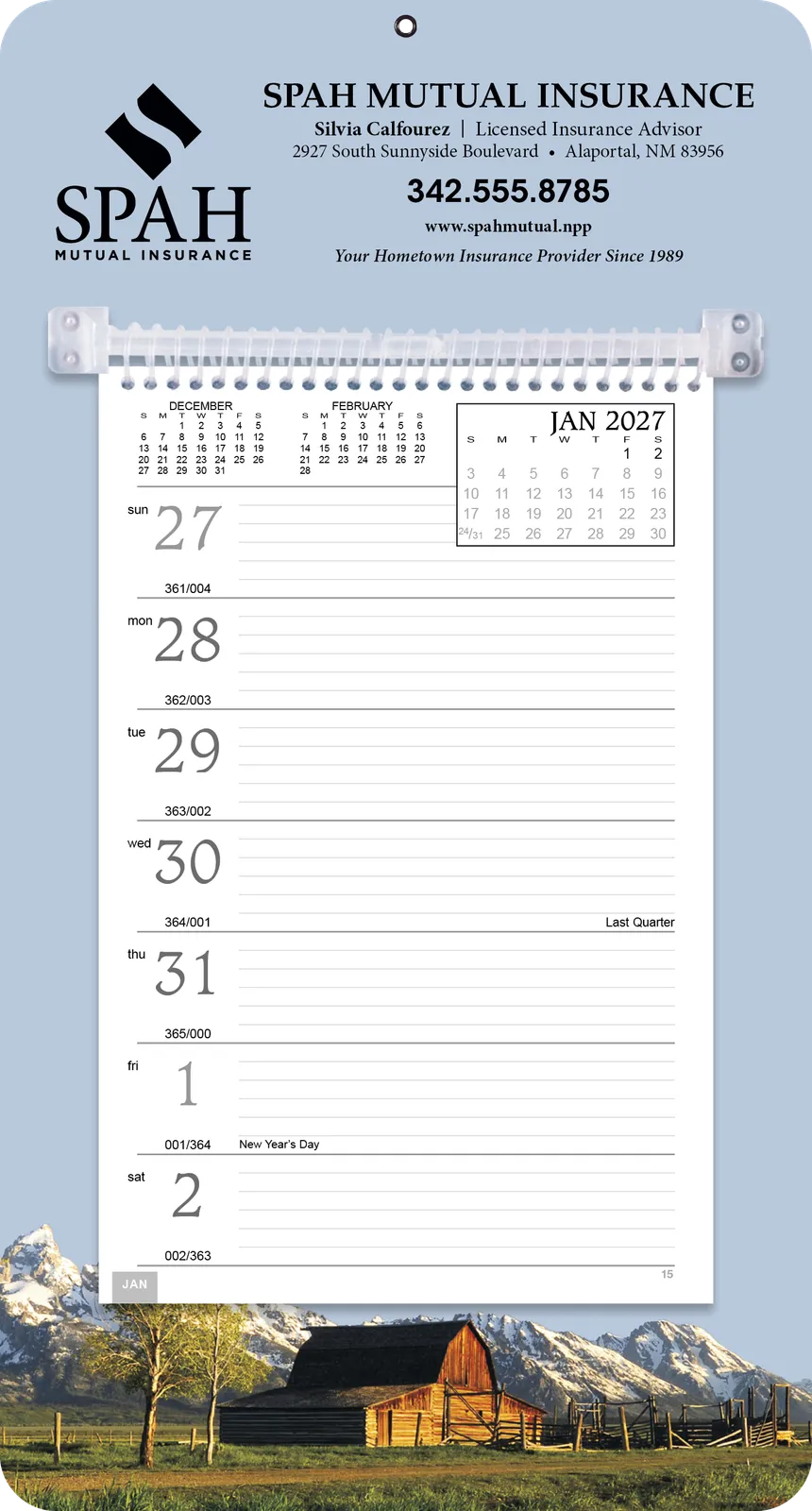 Full Color Weekly Memo Calendar Wall Mount - 13 x 7 in - product view 10