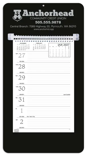 Weekly Memo Calendar Wall Mount Ruled Space - 13 x 7 in