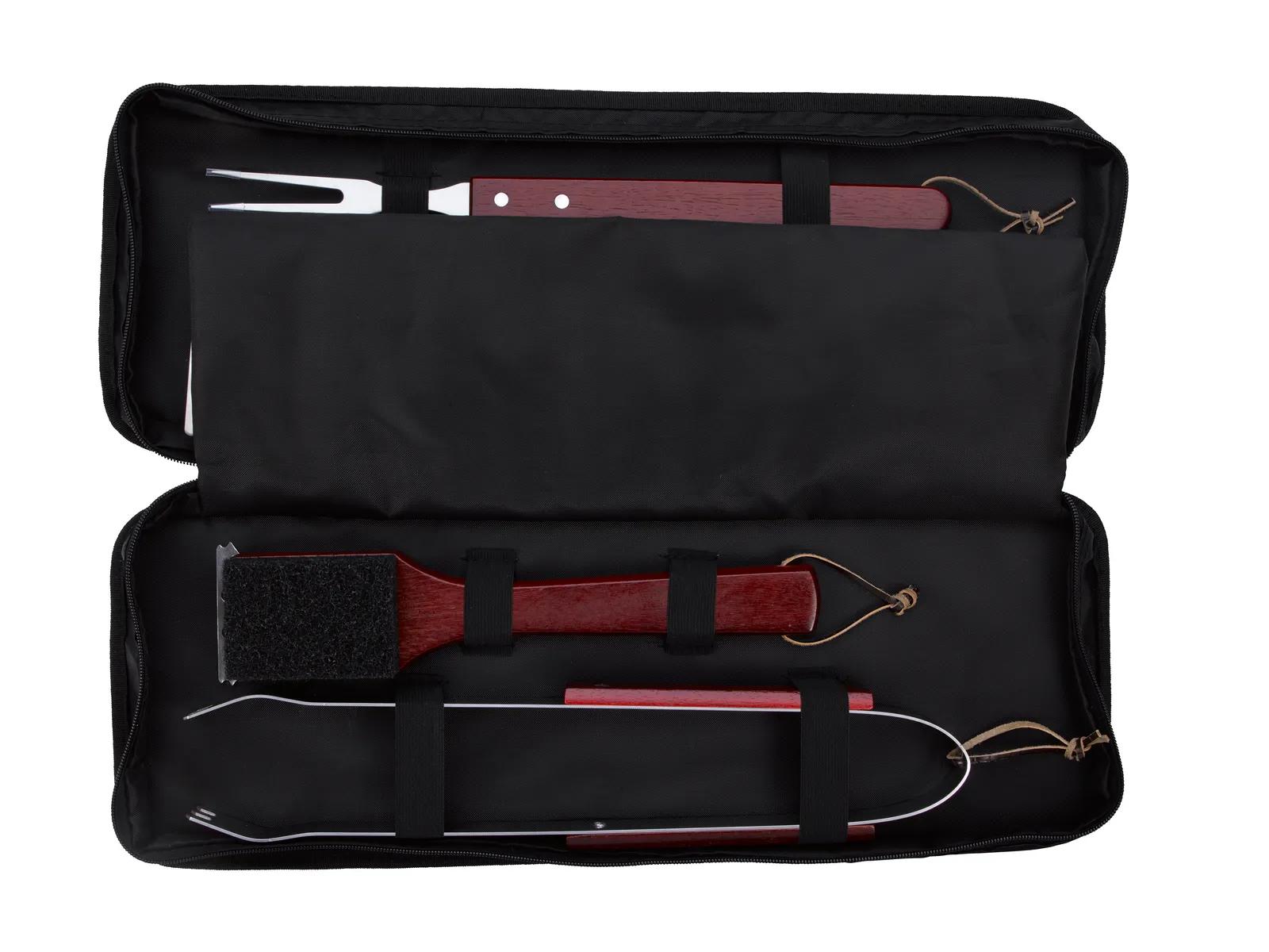 BBQ Grill Tool Set Stainless Steel Wood Handles - 4 Piece - product view 4