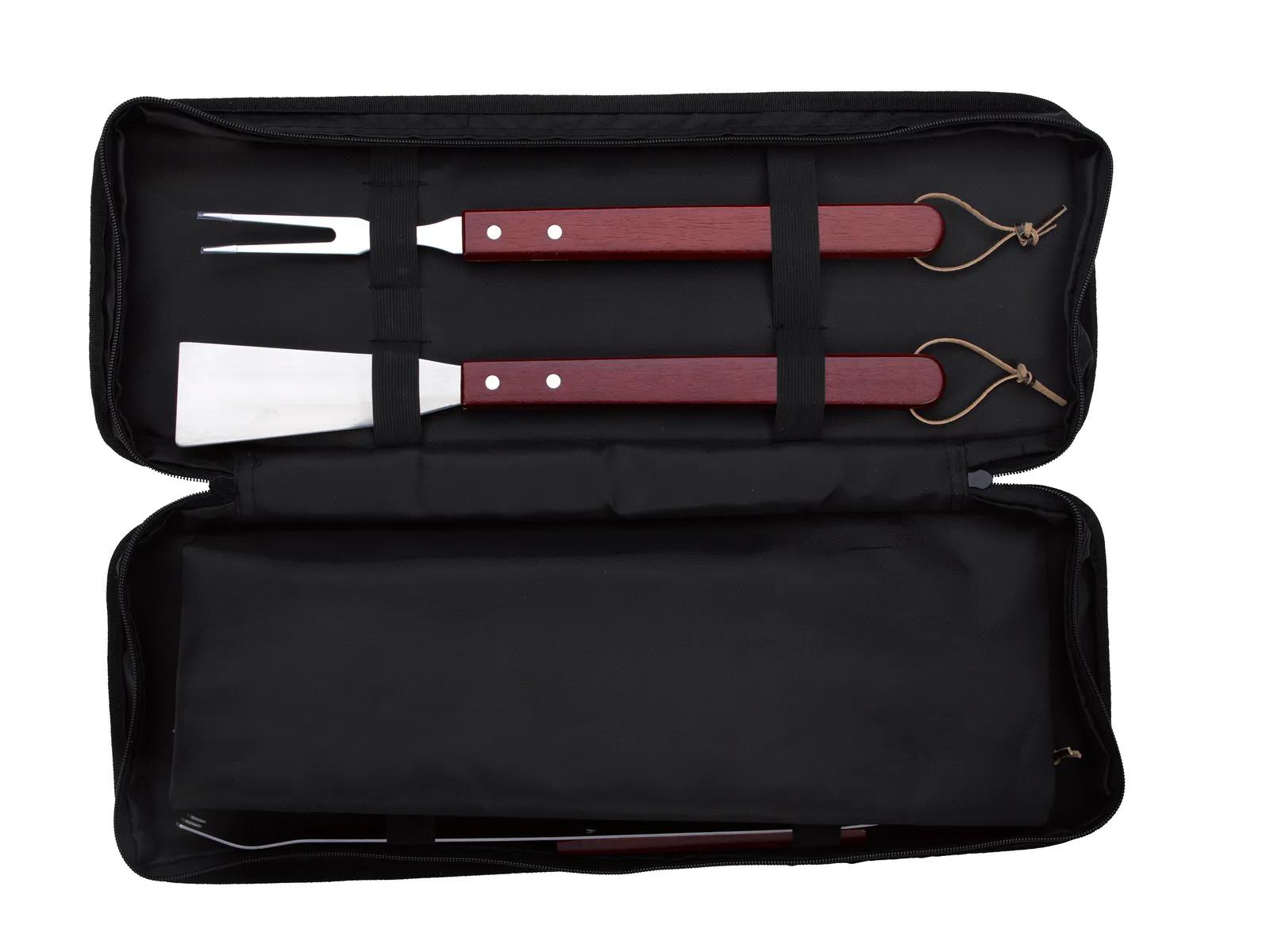 BBQ Grill Tool Set Stainless Steel Wood Handles - 4 Piece - product view 5