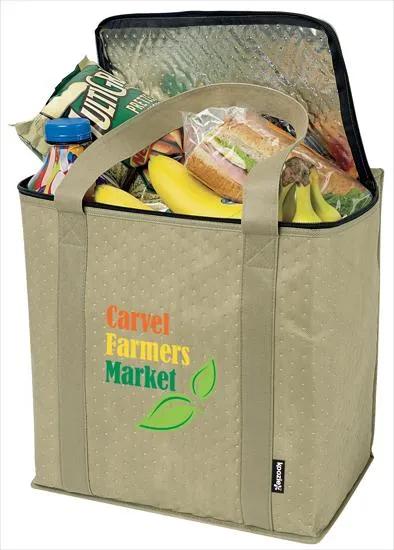 Insulated Grocery Tote Zippered Thermal Lining - 24 Can