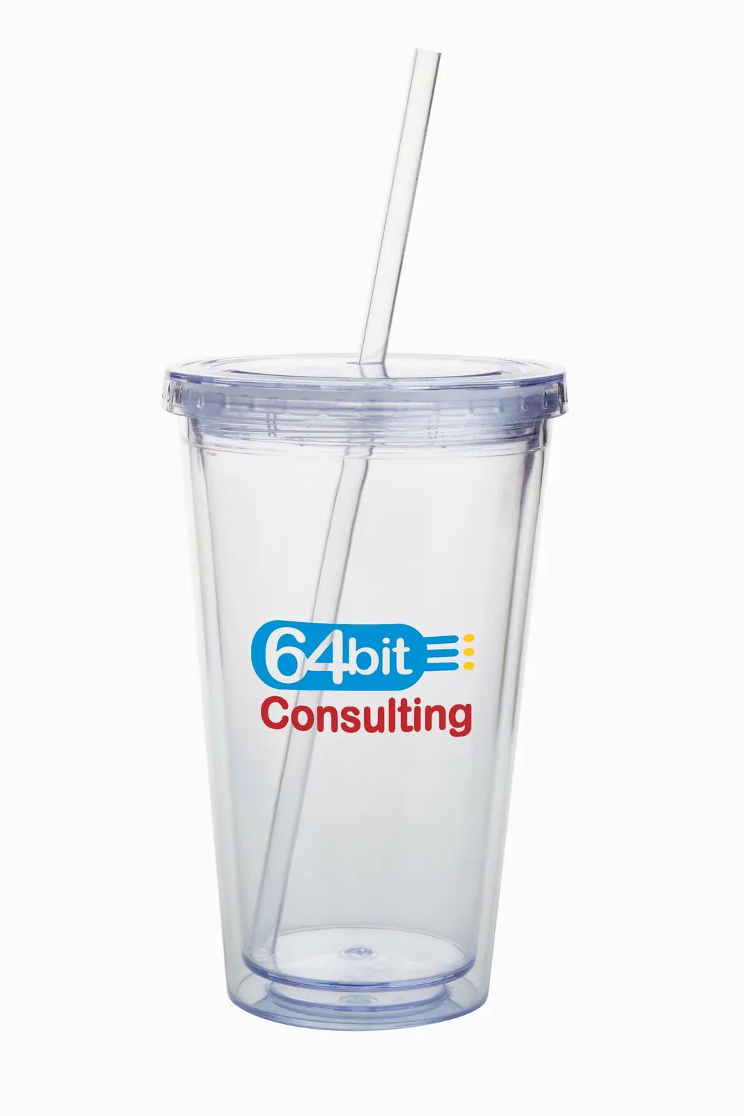 Double Wall Acrylic Tumbler Insulated Straw Lid - 18 oz - product view 3