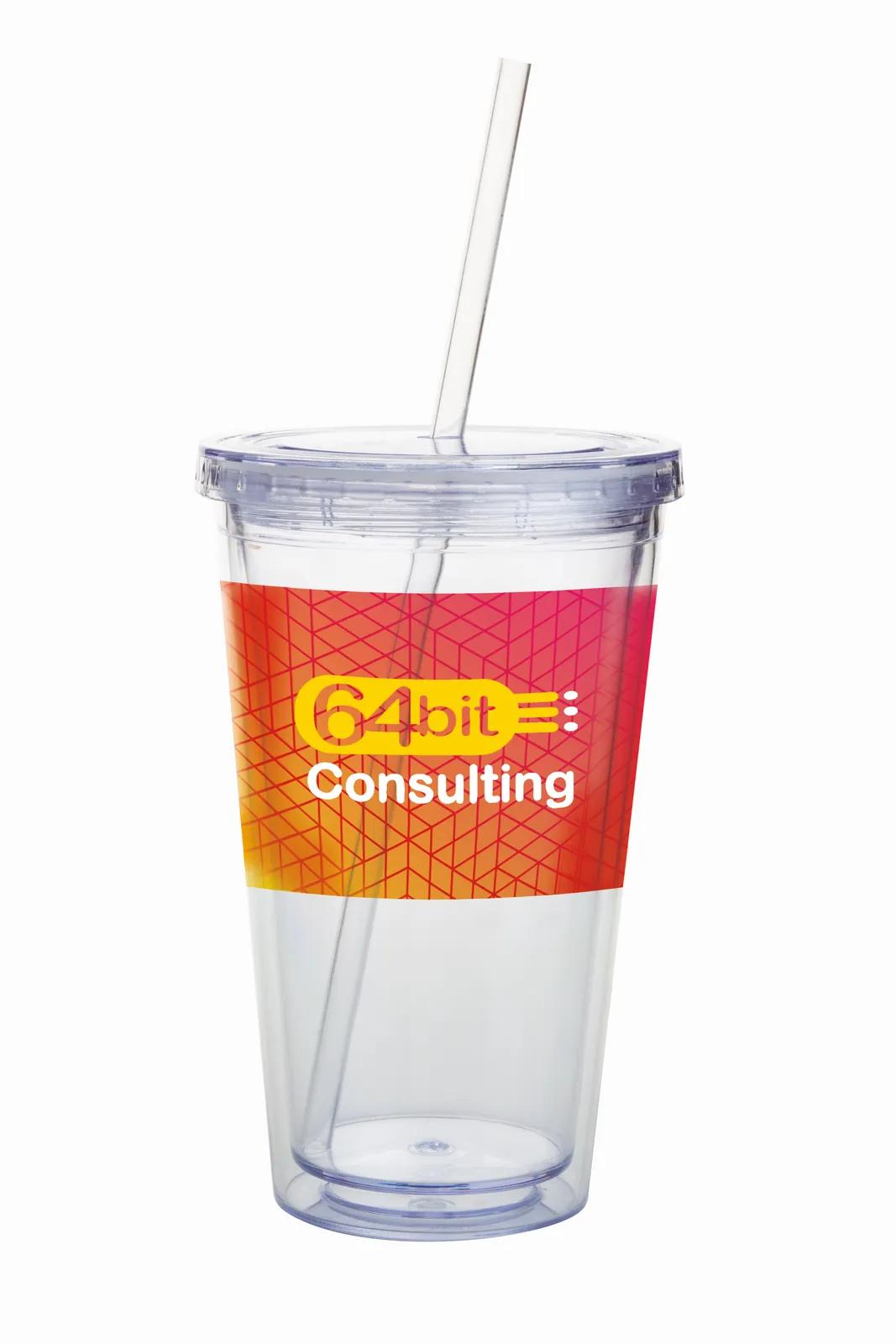 Double Wall Acrylic Tumbler Insulated Straw Lid - 18 oz - product view 4
