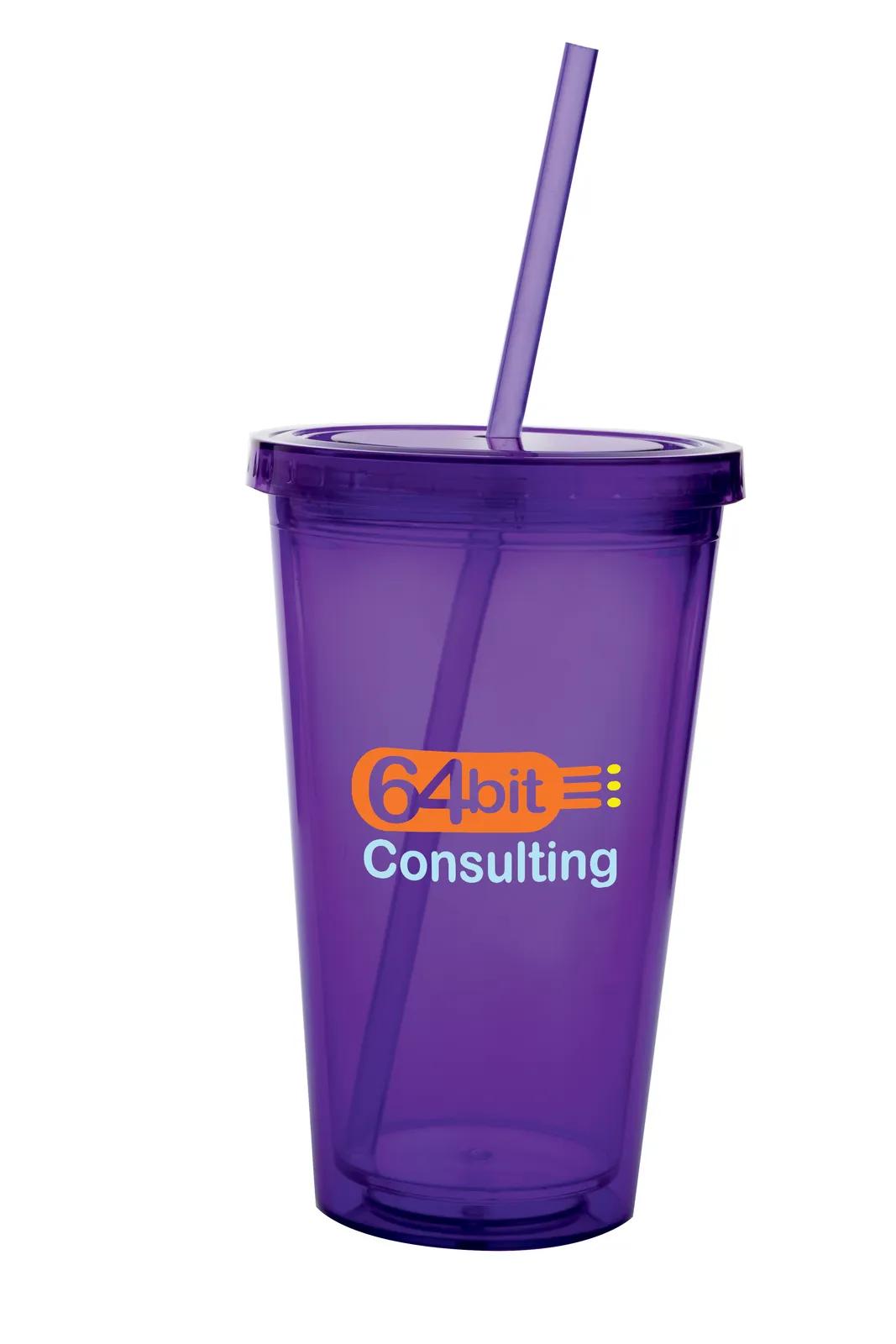 Double Wall Acrylic Tumbler Insulated Straw Lid - 18 oz - product view 7