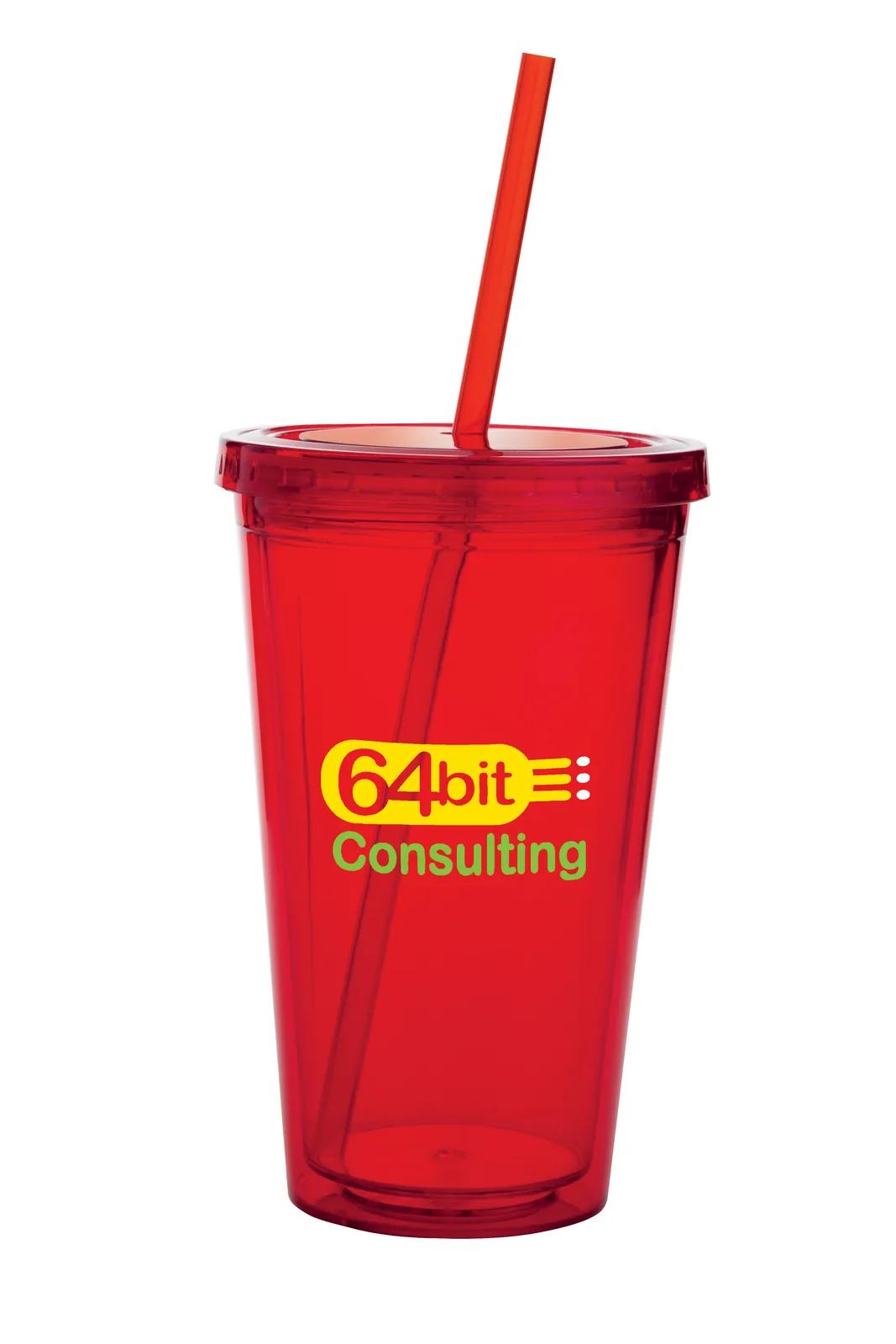 Double Wall Acrylic Tumbler Insulated Straw Lid - 18 oz - product view 8