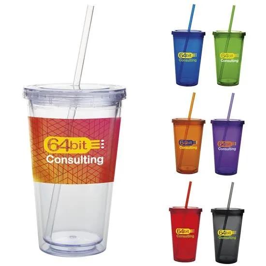 Double Wall Acrylic Tumbler Insulated Straw Lid - 18 oz