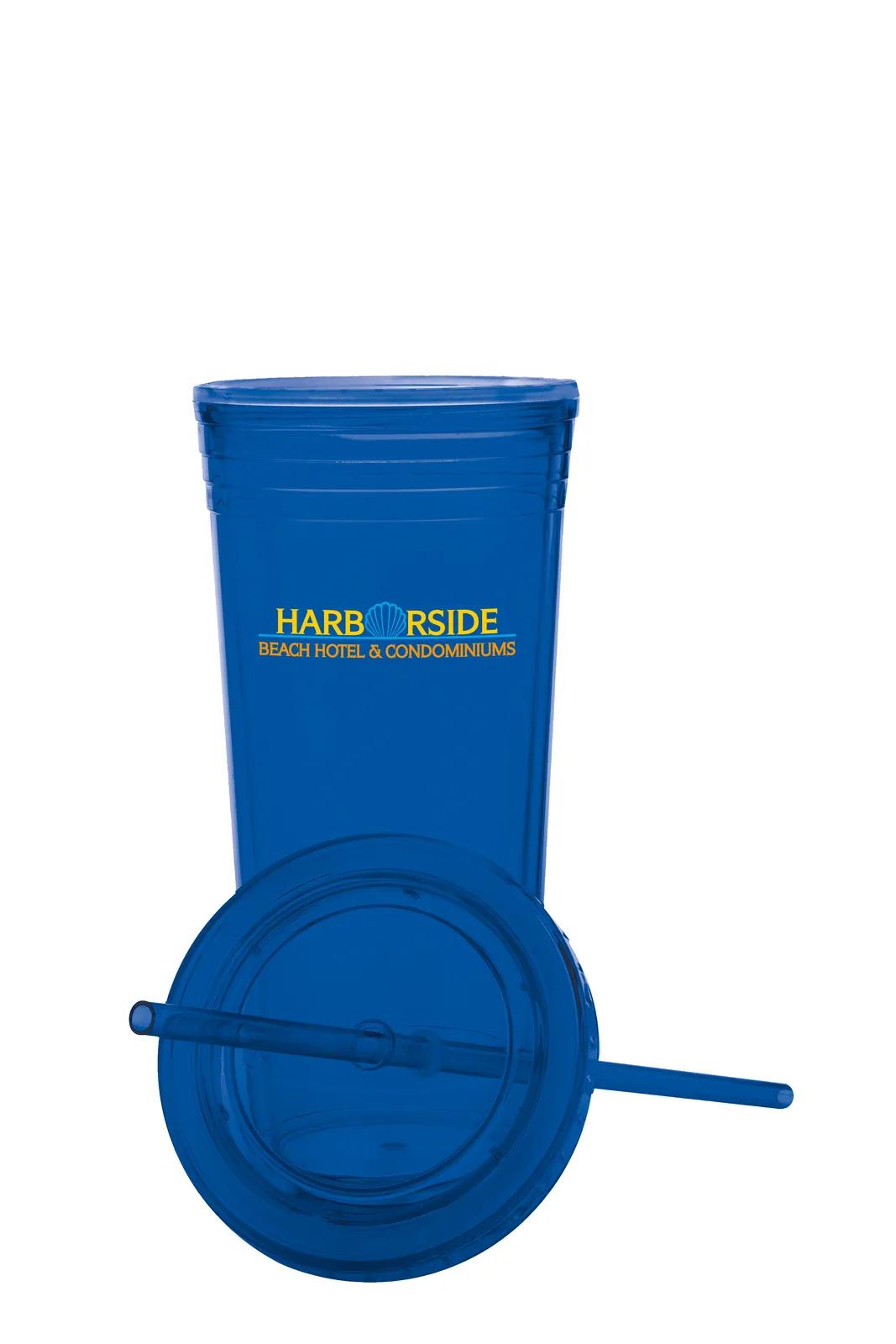 Double Wall Acrylic Tumbler Insulated Straw Lid - 24 oz - product view 2