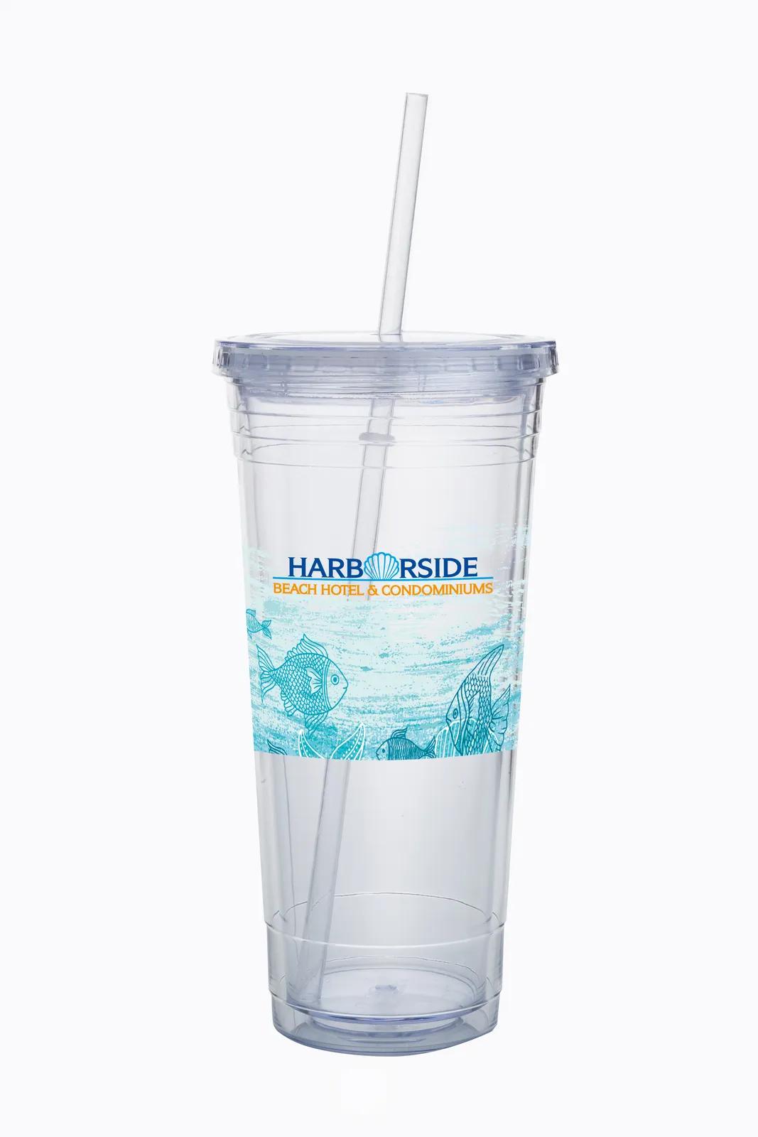 Double Wall Acrylic Tumbler Insulated Straw Lid - 24 oz - product view 4