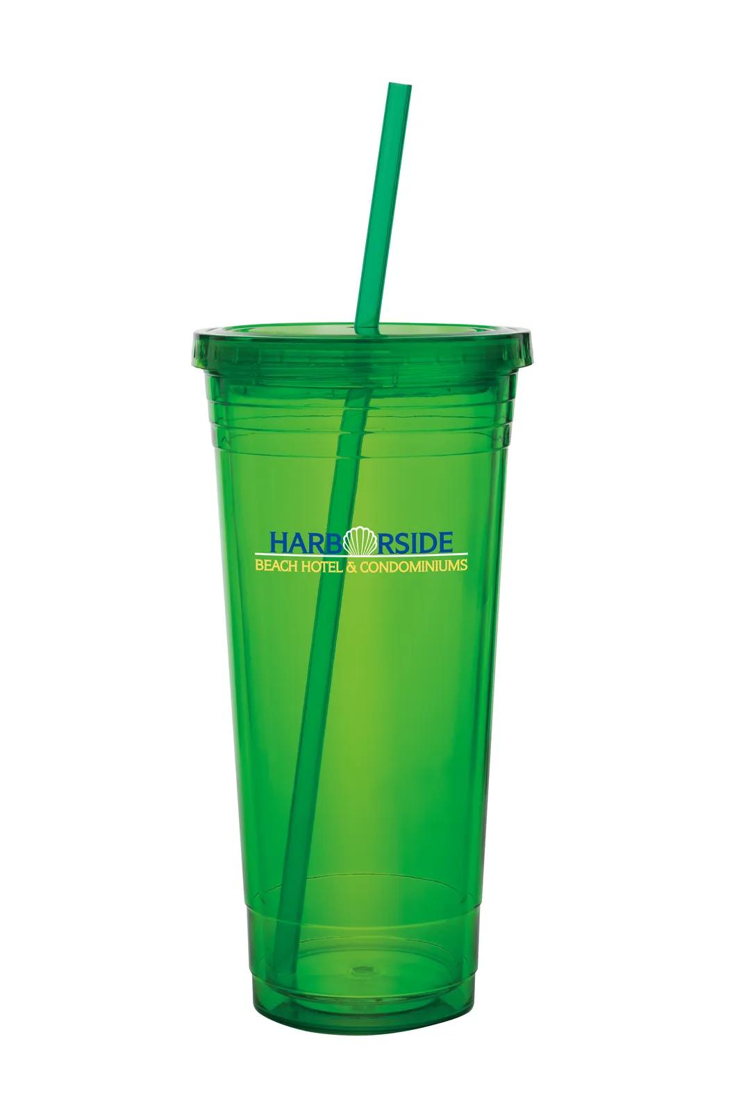 Double Wall Acrylic Tumbler Insulated Straw Lid - 24 oz - product view 5