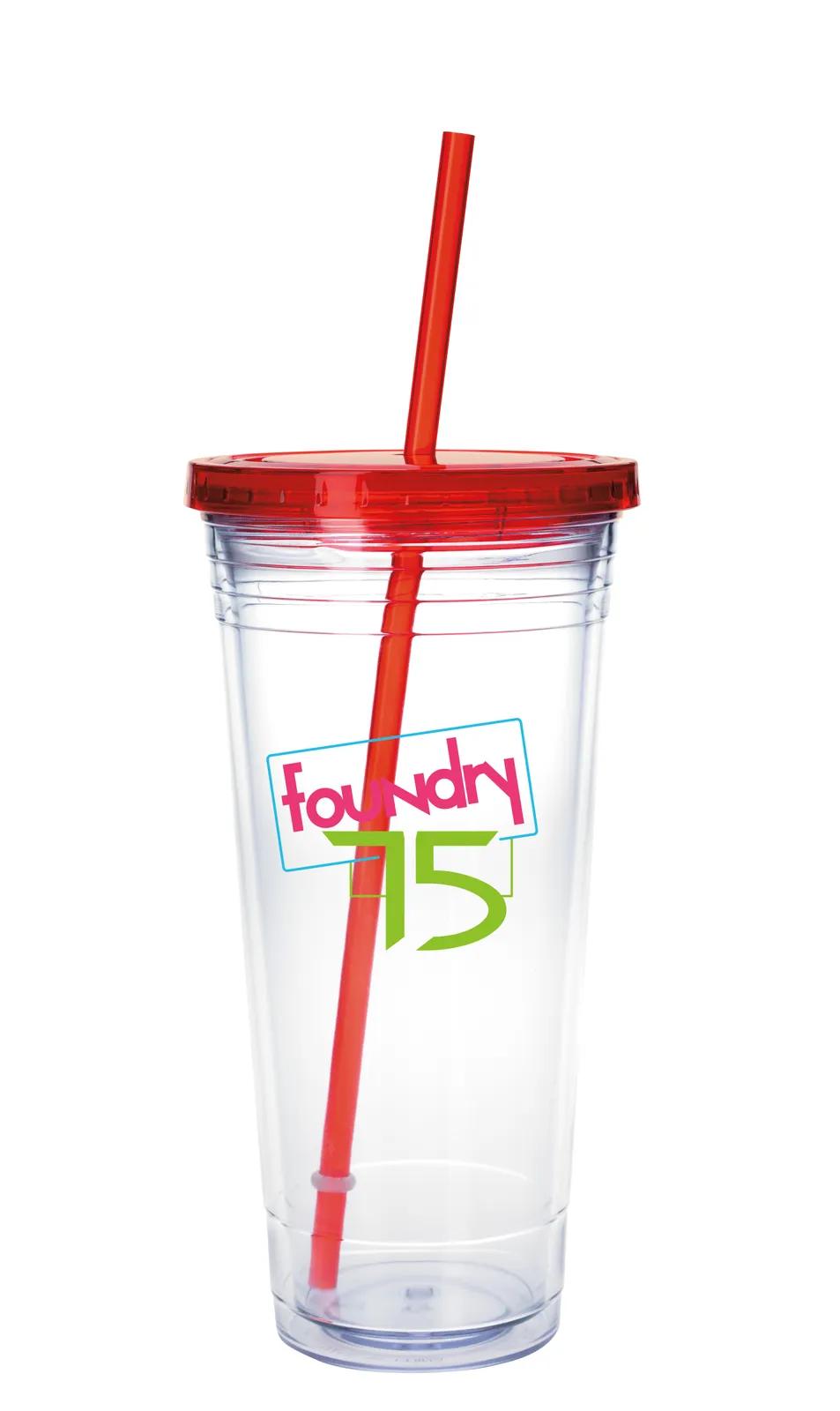 Clear Tumbler Double Wall Insulated with Straw - 24 oz - product view 6