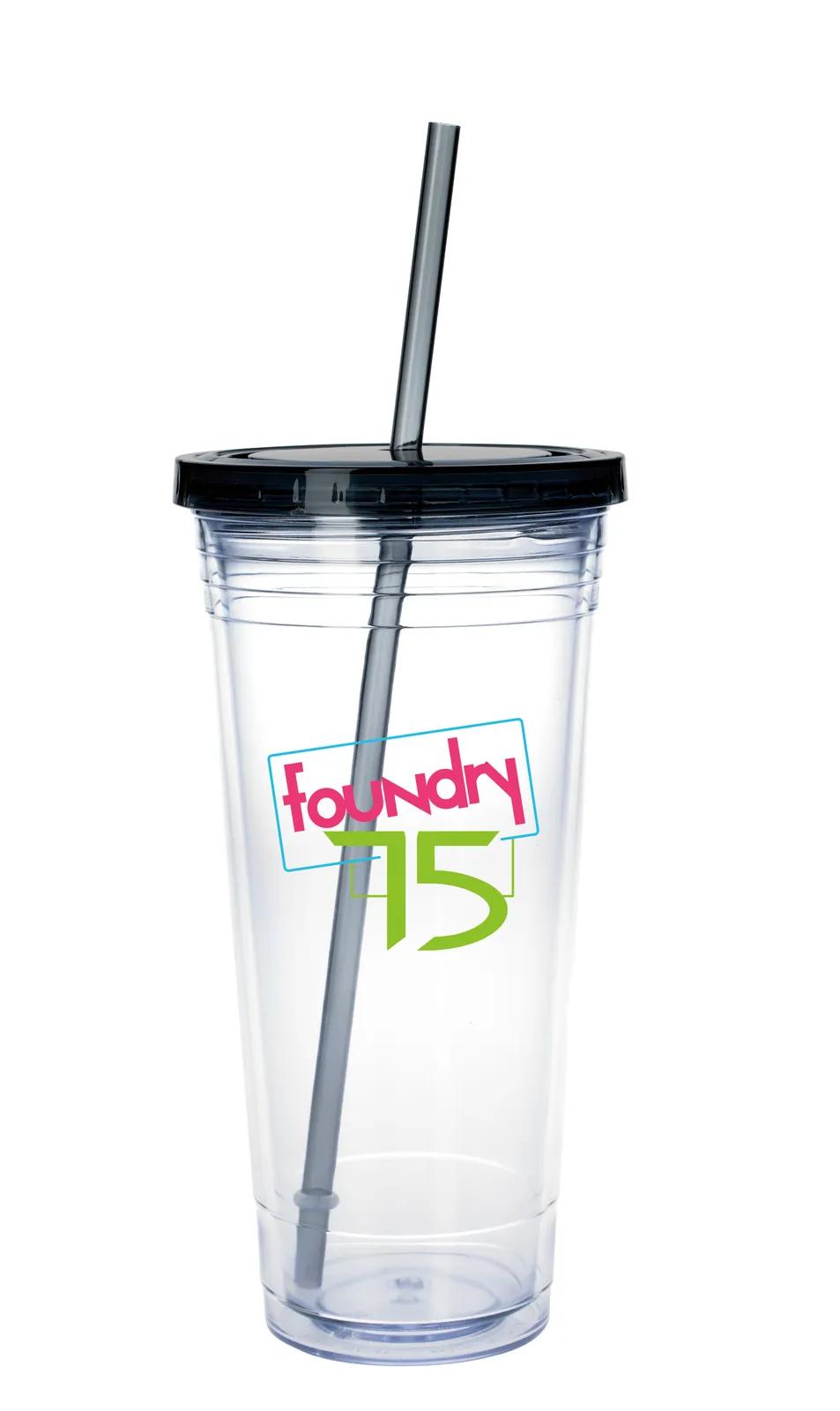 Clear Tumbler Double Wall Insulated with Straw - 24 oz - product view 8