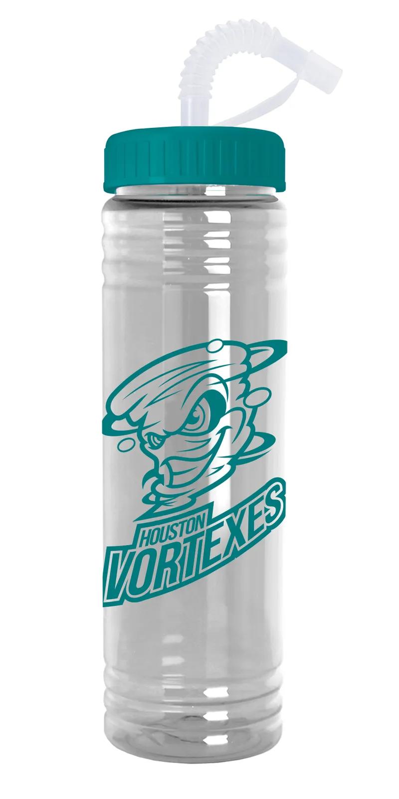 Slim Water Bottle with Straw Lid Motivational - 24 oz - product view 2