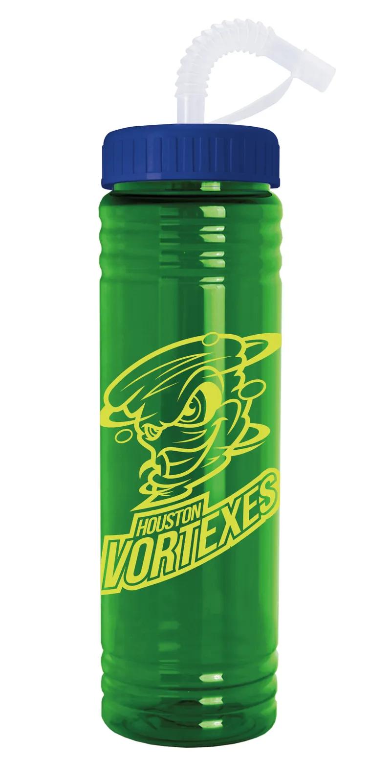 Slim Water Bottle with Straw Lid Motivational - 24 oz - product view 3