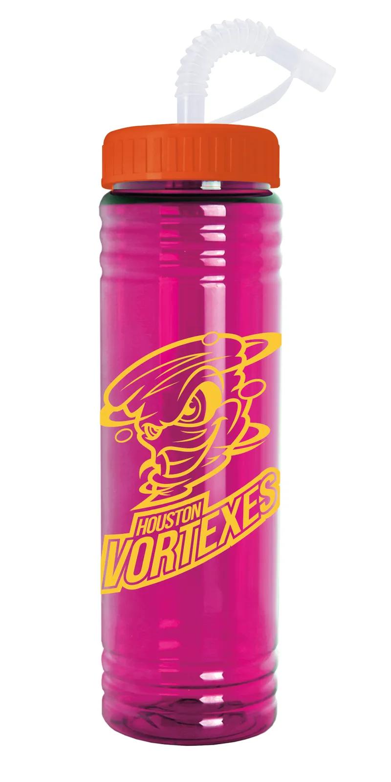 Slim Water Bottle with Straw Lid Motivational - 24 oz - product view 8