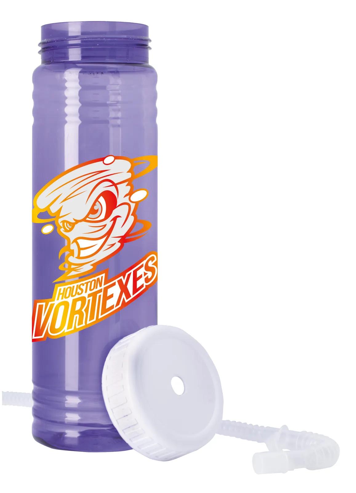 Slim Water Bottle with Straw Lid Motivational - 24 oz - product view 12