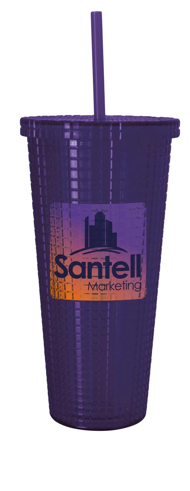 Square Pattern Tumbler Double Wall with Straw - 23 oz - product view 7