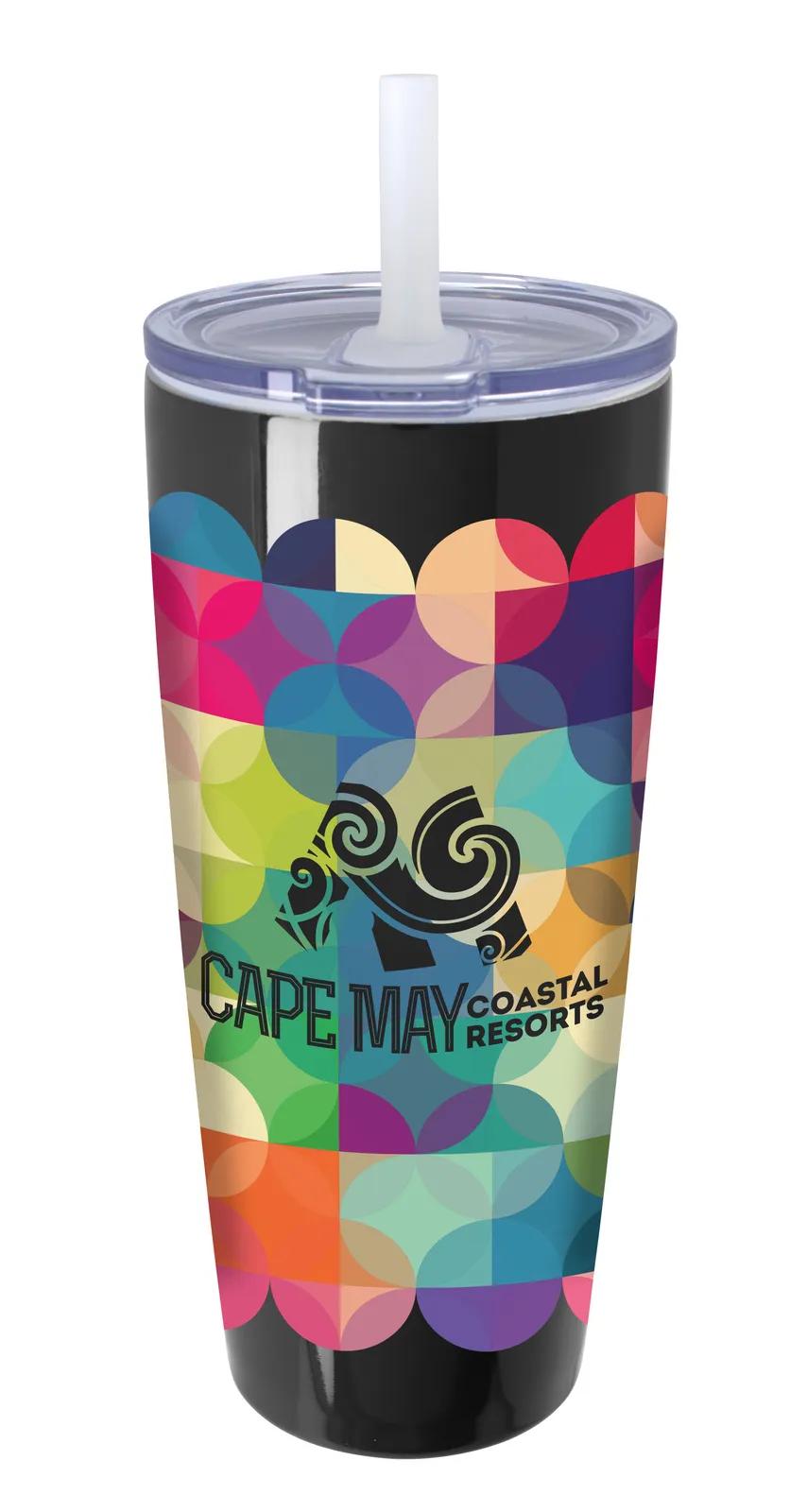 Insulated Tumbler with Built-in Silicone Straw - 30 oz - product view 20