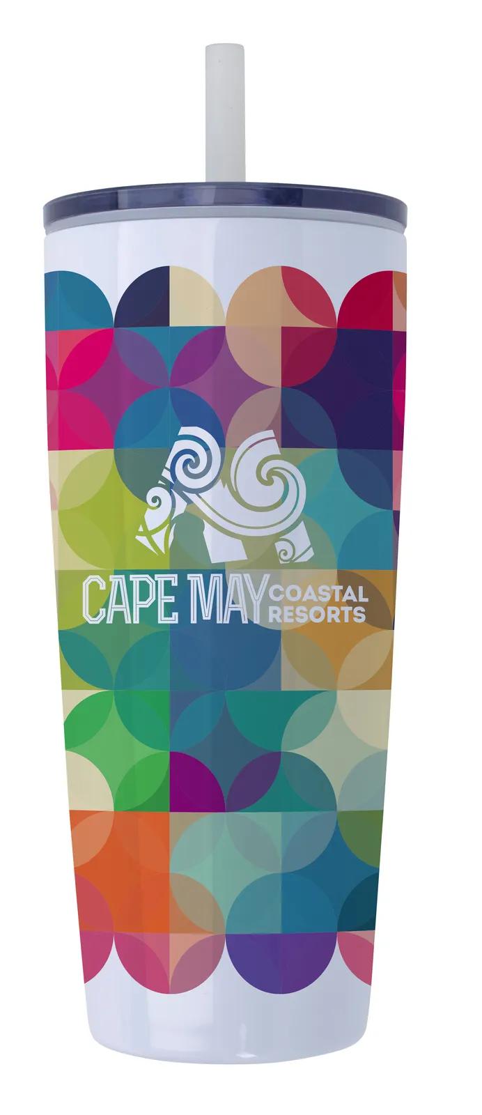 Insulated Tumbler with Built-in Silicone Straw - 30 oz - product view 27