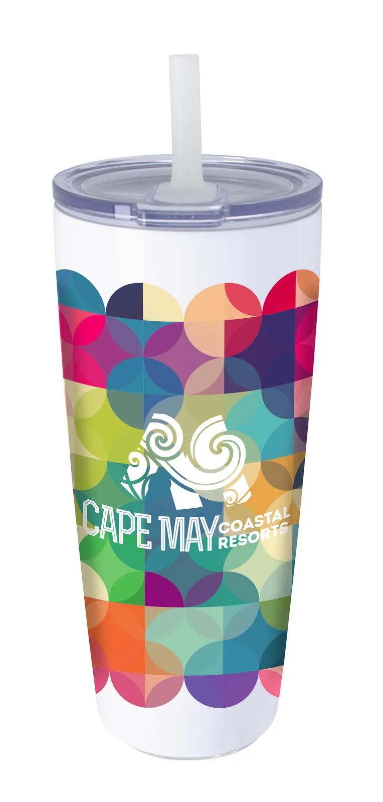 Insulated Tumbler with Built-in Silicone Straw - 30 oz - product view 29