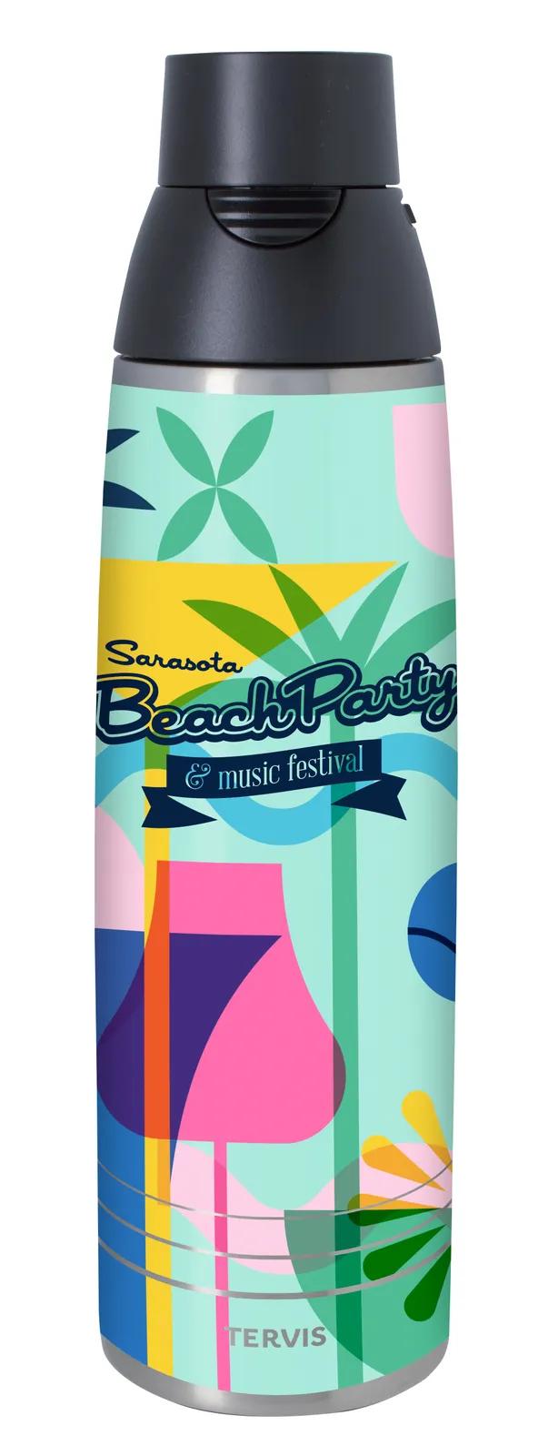 Stainless Steel Water Bottle Push Button Lid - 36 oz - product view 4