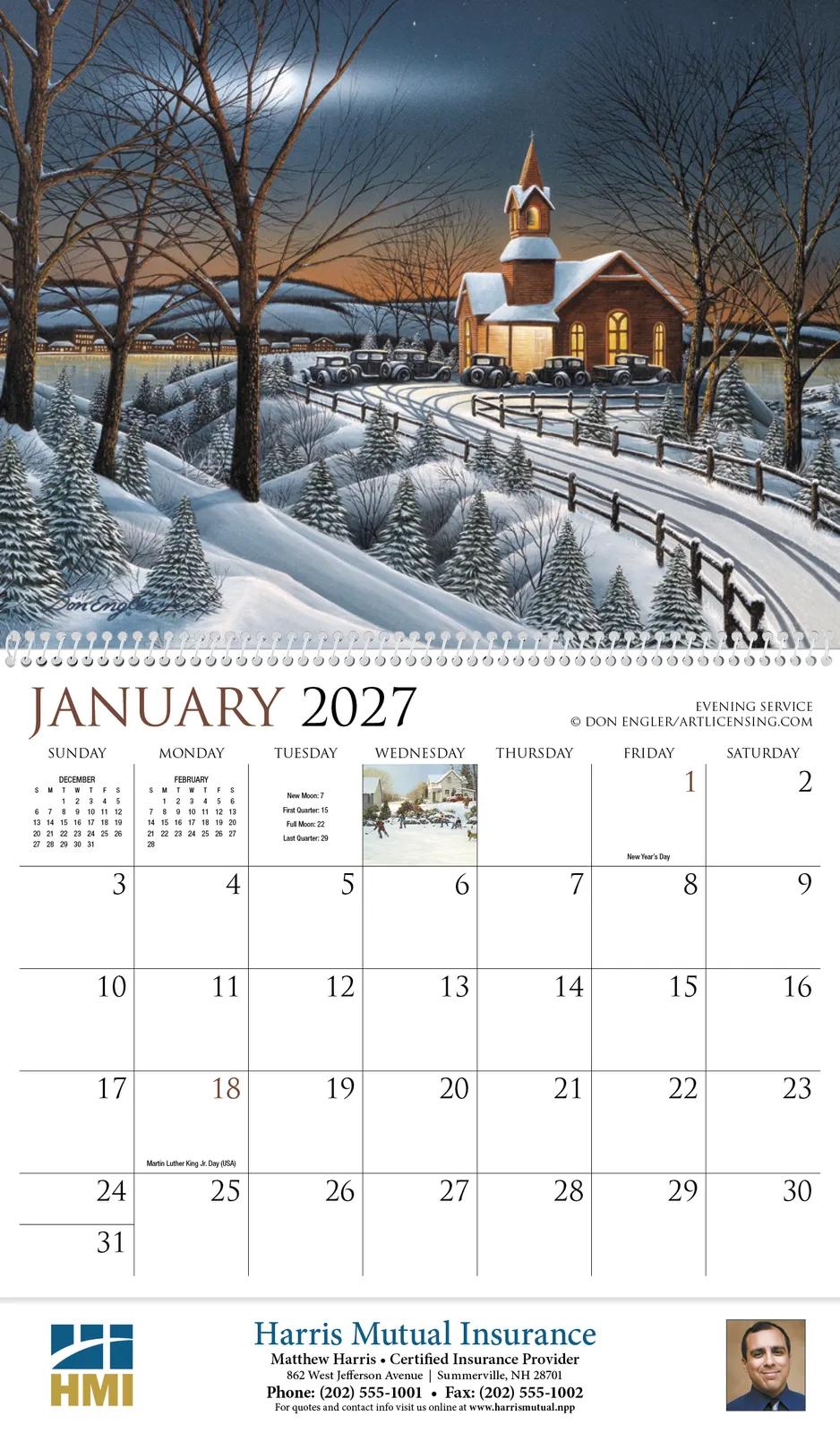 Back Home Spiral Wall Calendar FSC Paper - 18.5 x 11 in - product view 4