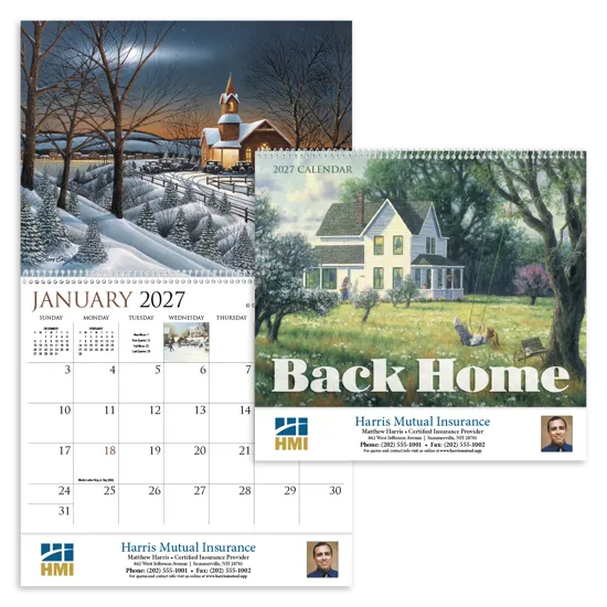 Back Home Spiral Wall Calendar FSC Paper - 18.5 x 11 in