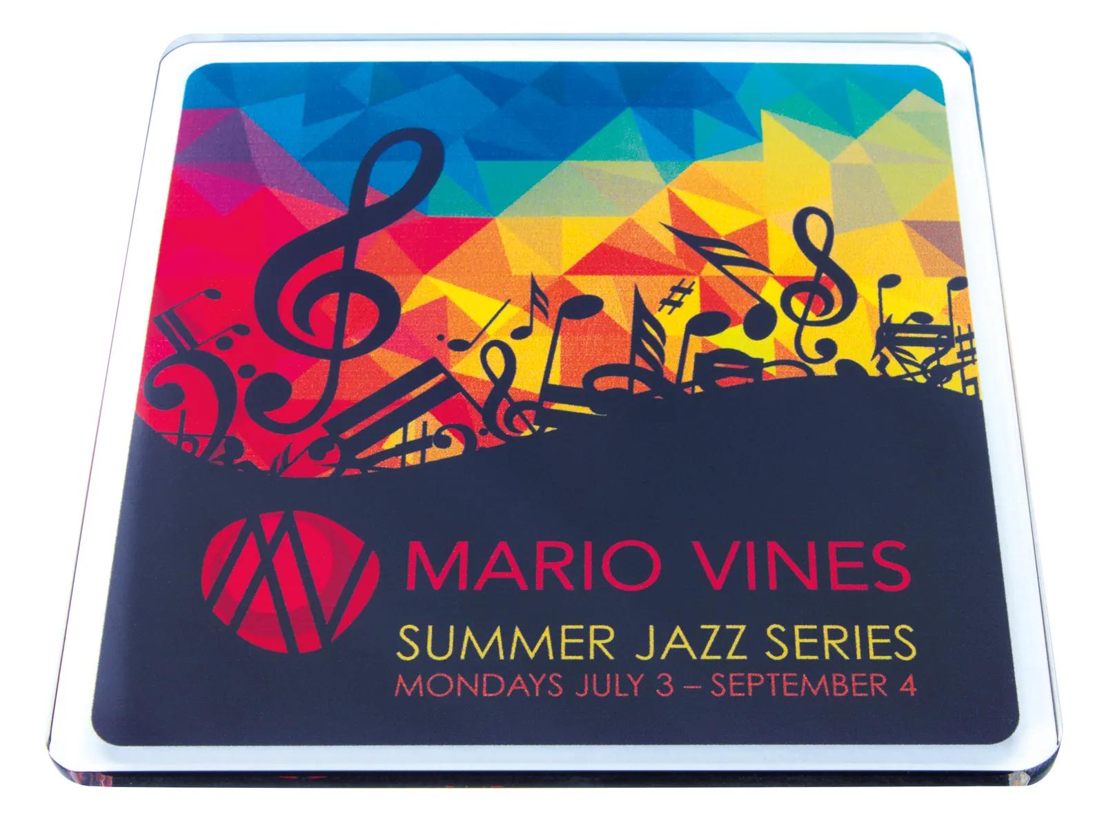 Square Acrylic Coaster Clear Glass Look Silicone Feet - 3.5 in - product view 2