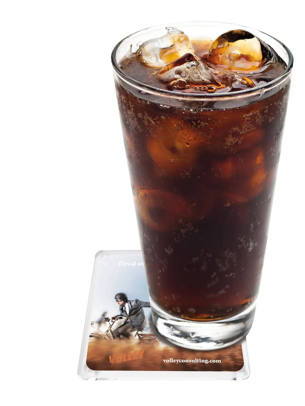 Square Acrylic Coaster Clear Glass Look Silicone Feet - 3.5 in - product view 4