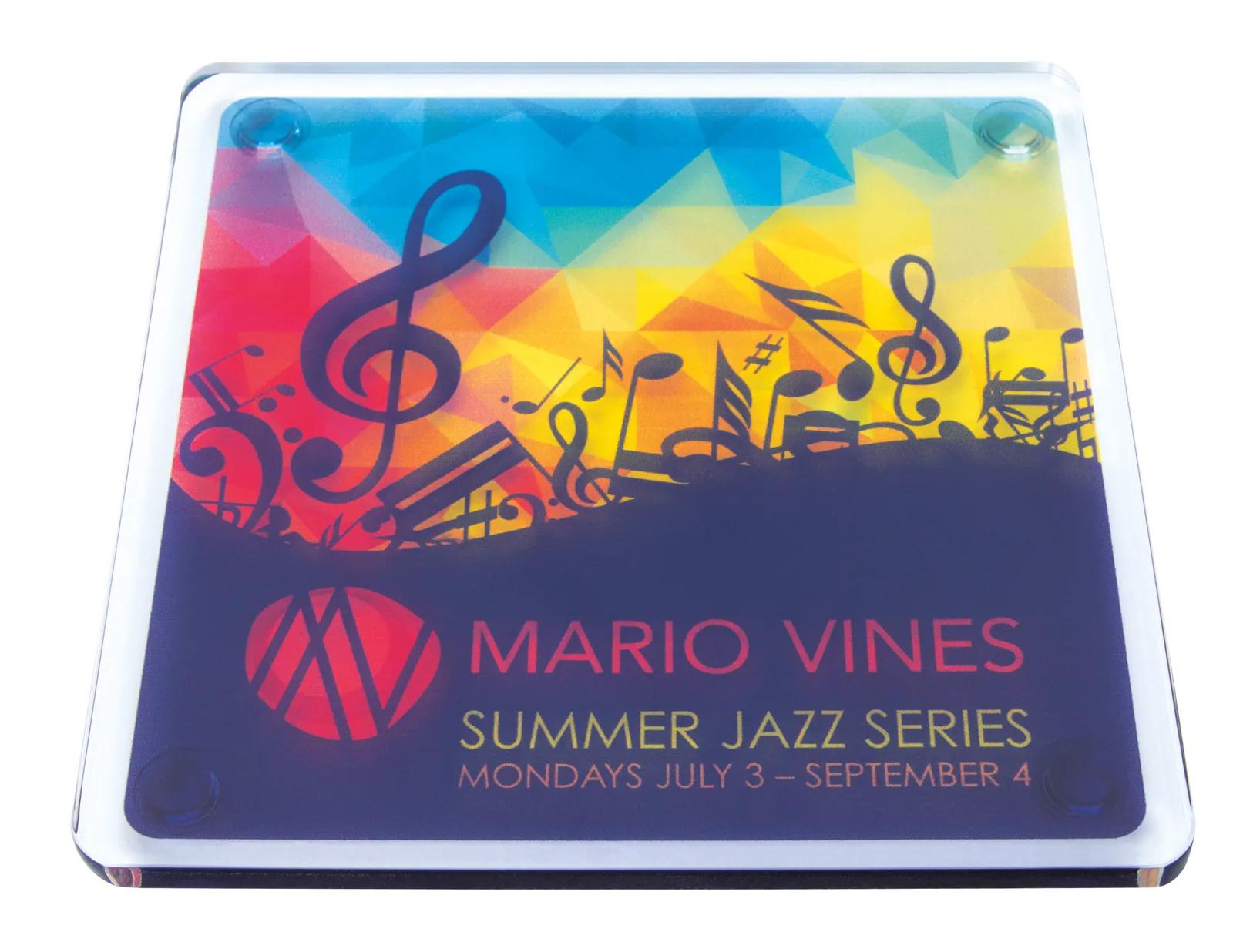 Square Acrylic Coaster Clear Glass Look Silicone Feet - 3.5 in - product view 6