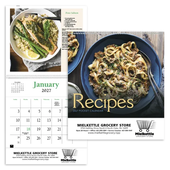 Recipe Pocket Calendar Matte FSC Paper Storage - 16 x 8 in