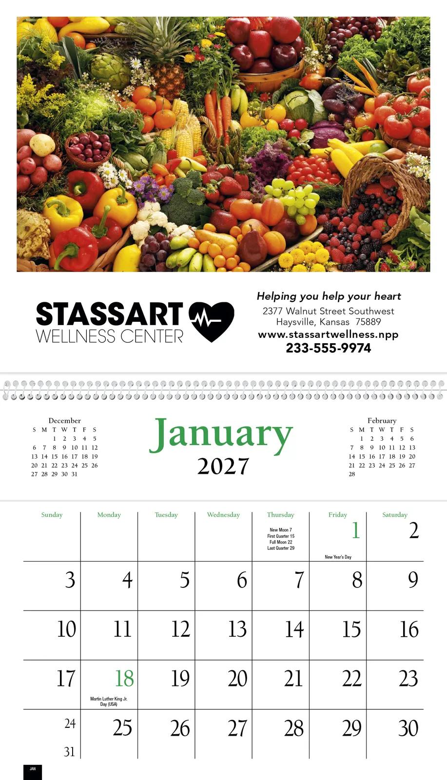 Cookbook Pocket Calendar FSC Paper 12 Recipes - 15.4 x 8 in - product view 3