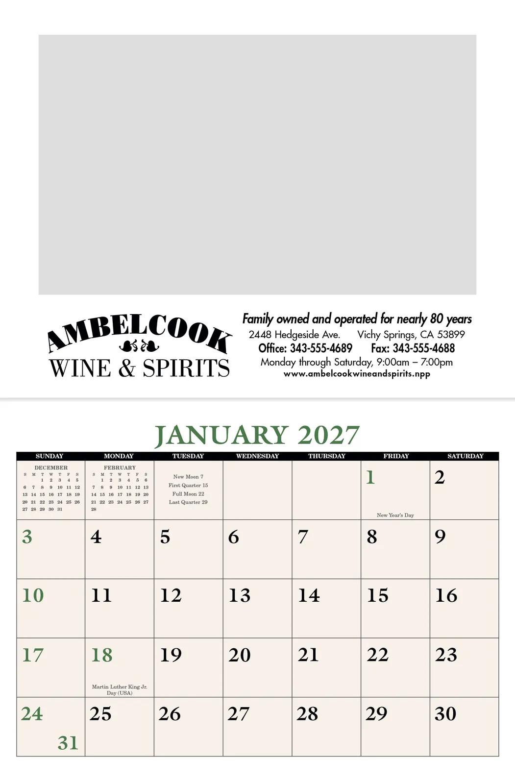 Home Recipe Wall Calendar Memo Style FSC Paper - 13 x 8 in - product view 3