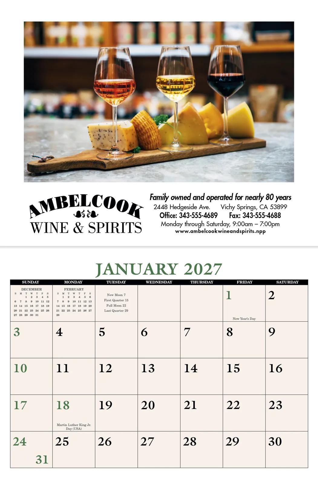 Home Recipe Wall Calendar Memo Style FSC Paper - 13 x 8 in - product view 4