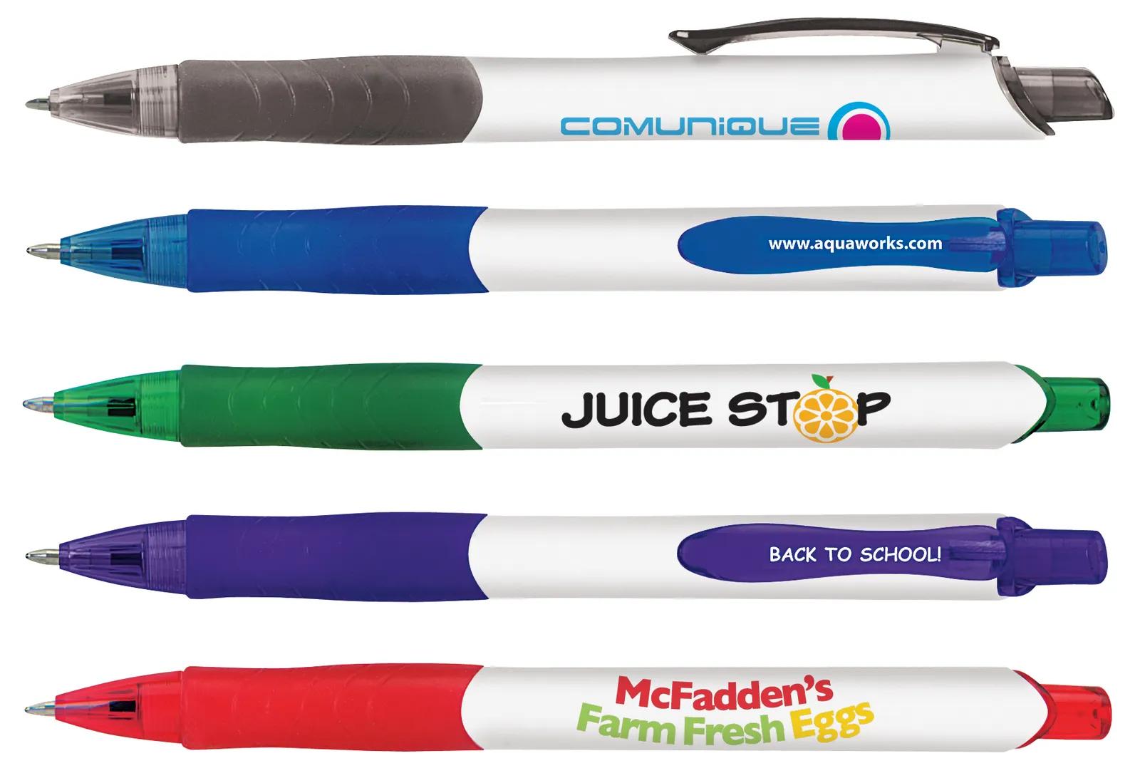 White Barrel Ballpoint Pen Translucent Trim Grip - 5.6 in - product view 5