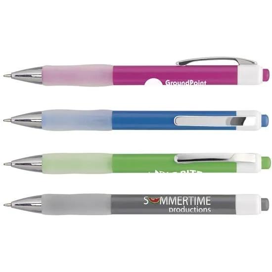 Ballpoint Pen Chrome Trim White Grip ABS Plastic - 5.625 in