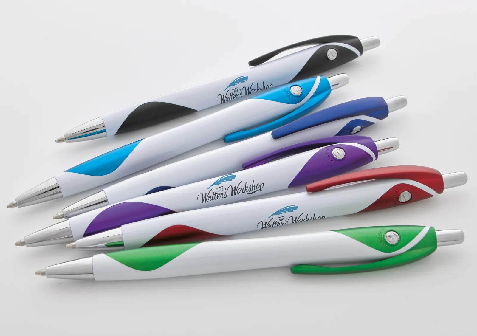 White Barrel Pen Metallic Accents Hybrid Ink - 5.75 in - product view 34