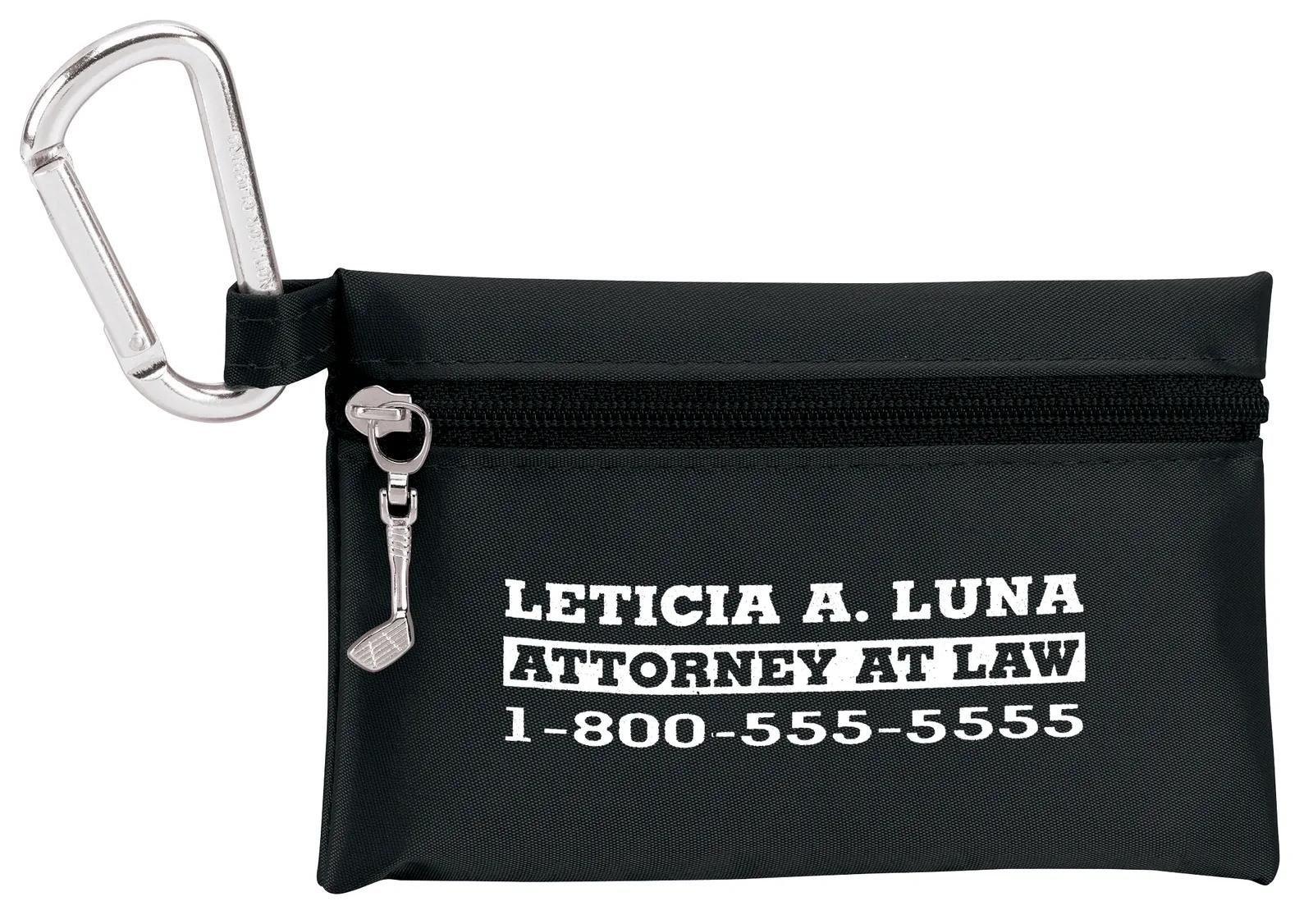 Golf Zipper Pack with Carabiner Birch Tees - 3.375 x 4.75 in - product view 2