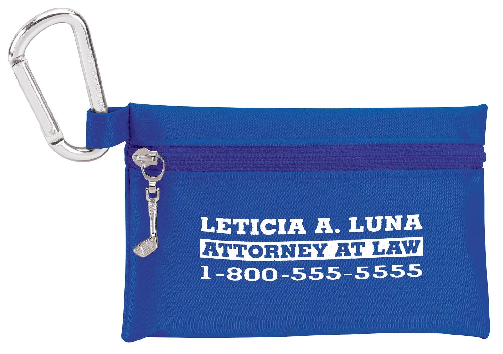 Golf Zipper Pack with Carabiner Birch Tees - 3.375 x 4.75 in - product view 3