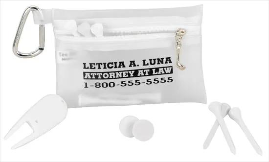 Golf Zipper Pack with Carabiner Birch Tees - 3.375 x 4.75 in