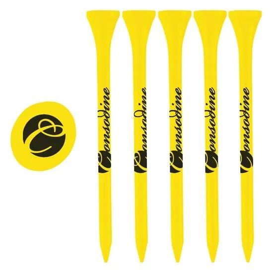 Golf Tee Pack with Ball Marker Wood 5 Tees - 6 x 4 in