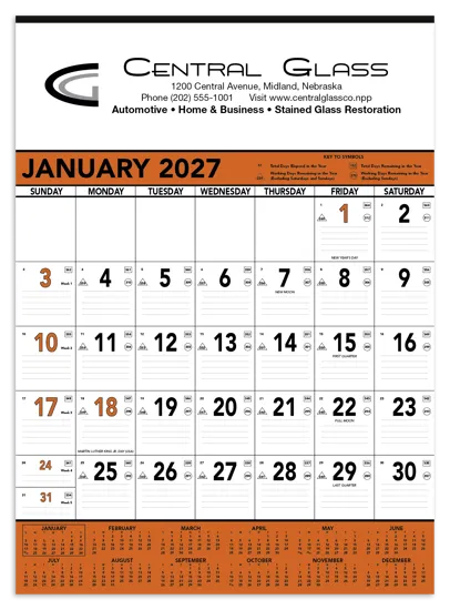 Orange Black Contractor Memo Calendar Construction - 25 x 18 in