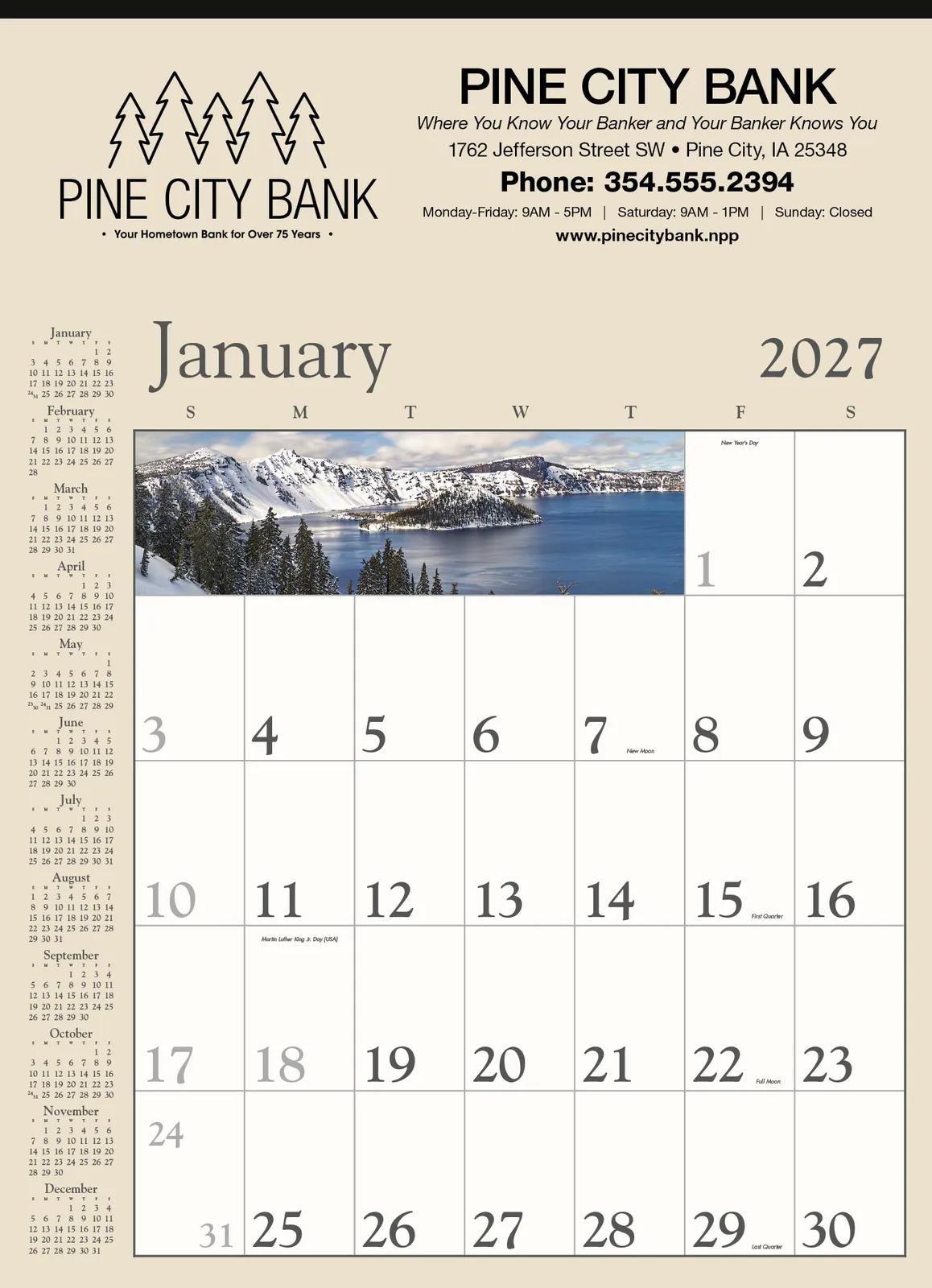 Decorator Wall Calendar Tan Background Large Dates - 25 x 18 in - product view 2